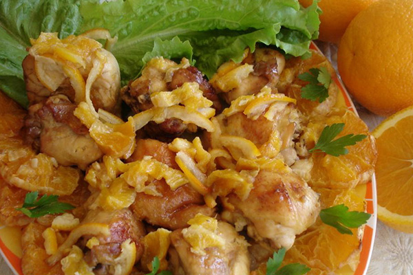 Курица запеченная с апельсинами