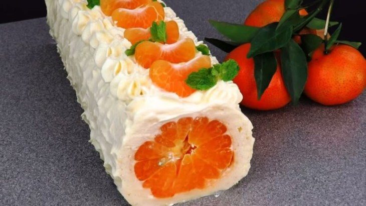 Рецепт вкусного мандаринового рулета без муки Рецепт вкусного мандаринового рулета без муки