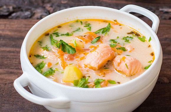 Рецепт вкусного супа со сливками и красной рыбой. Рецепт вкусного супа со сливками и красной рыбой.