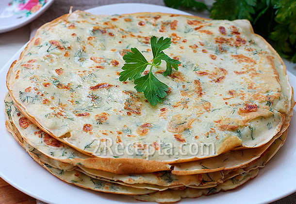 СЫРНЫЕ БЛИНЫ С ТВОРОГОМ И ЗЕЛЕНЬЮ
